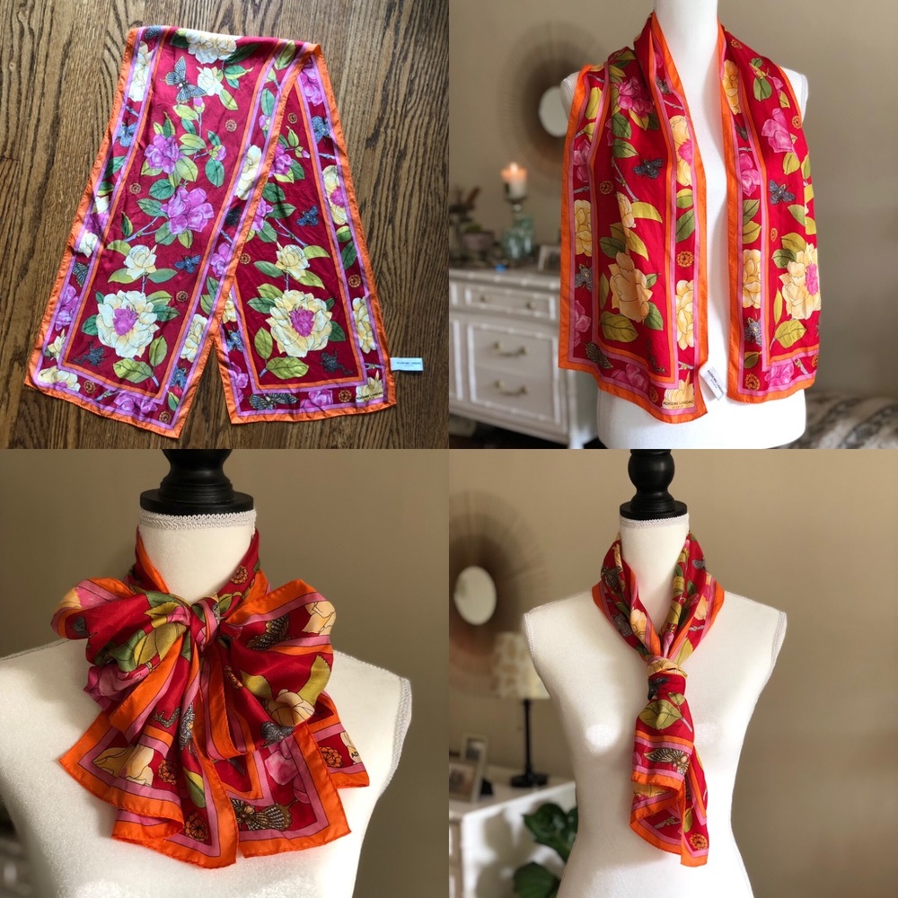 Jeweled Floral Garden Adrienne Landau Silk Scarf